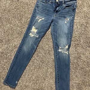 American Eagle Outfitters Blue Skinny Jeans Distressed